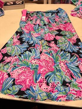 Lilly Pulitzer Cory Midi Skirt Onyx Jaguar Jungle Tropical Animal NWT Size 12